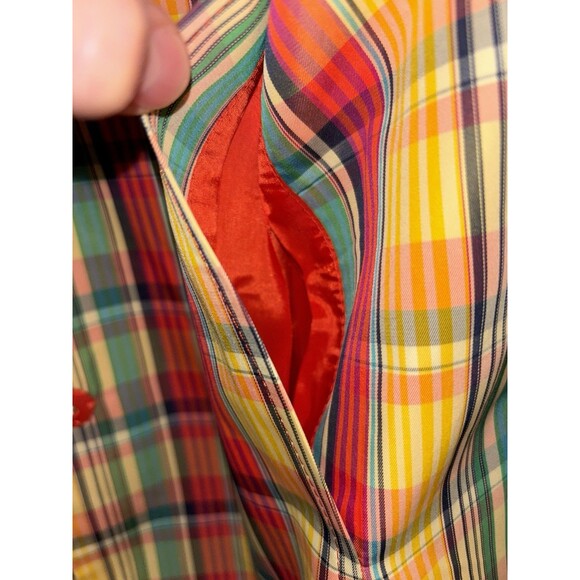 Anne Klein Plaid Yellow Orange Green Light Jacket Size 4 - Picture 4 of 9